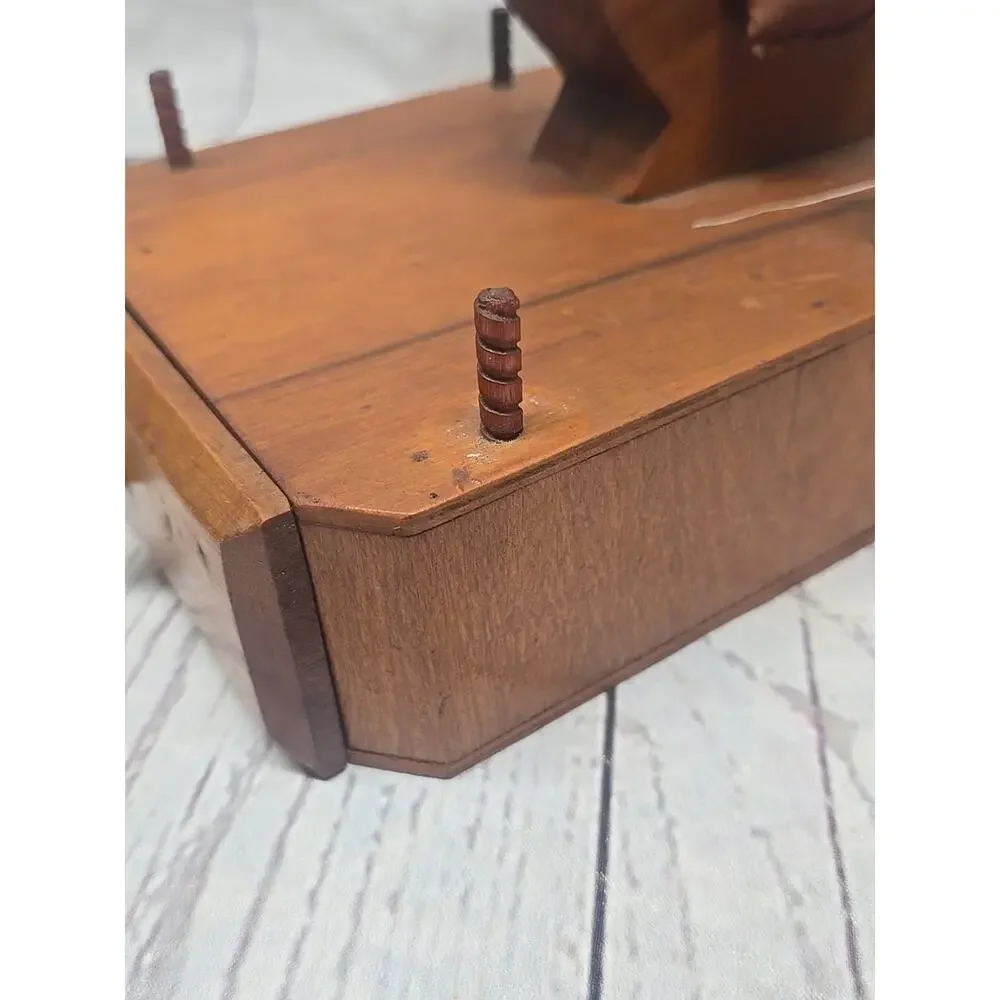 Vintage Wooden Figural Bird Sewing Caddy‎ Stand with Drawer